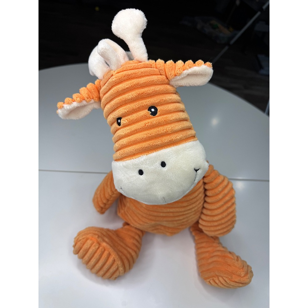 Unipak Orange Corduroy Giraffe Lovey Plush Ribbed Stuffed Animal Soft Toy